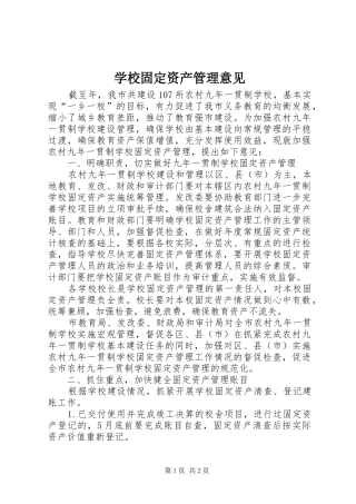 2024年学校固定资产管理意见