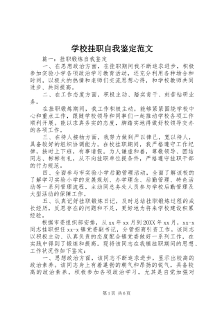 2024年学校挂职自我鉴定范文