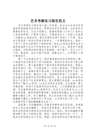 2024年艺术考察实习报告范文