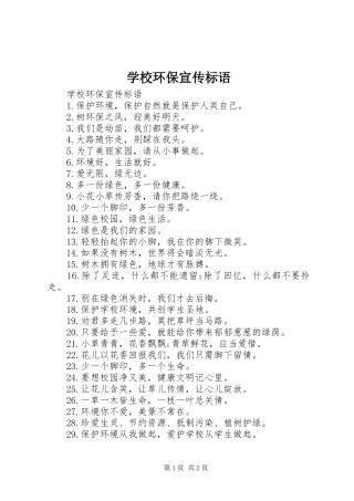 2024年学校环保宣传标语