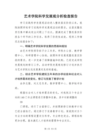 2024年艺术学院科学发展观分析检查报告