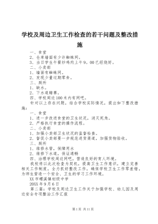 2024年学校及周边卫生工作检查的若干问题及整改措施