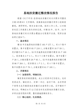 2024年易地扶贫搬迁整改情况报告