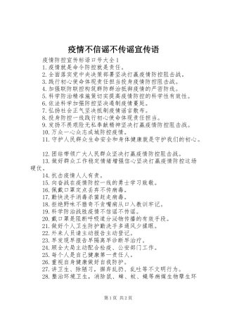 2024年疫情不信谣不传谣宣传语