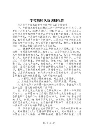 2024年学校教师队伍调研报告