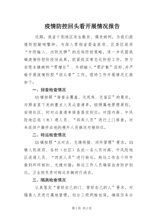 2024年疫情防控回头看开展情况报告