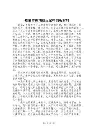 2024年疫情防控期违反纪律剖析材料