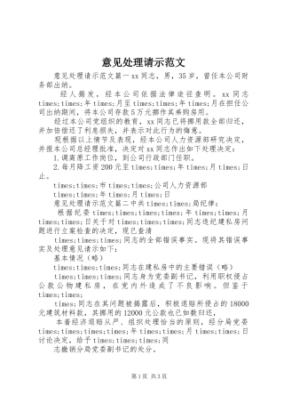 2024年意见处理请示范文