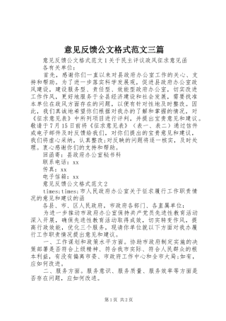 2024年意见反馈公文格式范文三篇