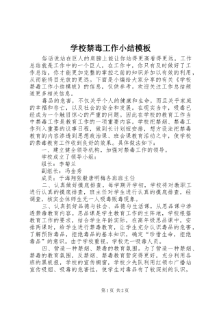 2024年学校禁毒工作小结模板