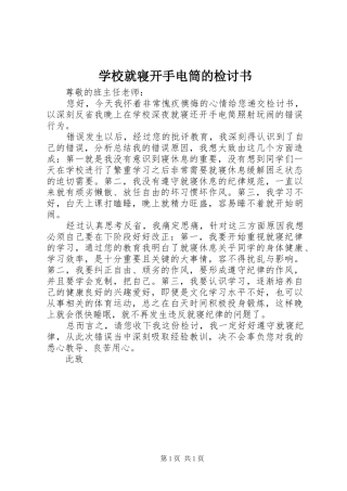 2024年学校就寝开手电筒的检讨书
