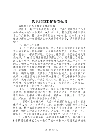 2024年意识形态工作督查报告