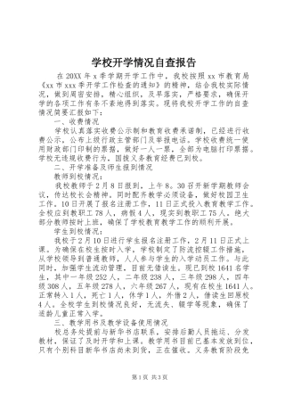 2024年学校开学情况自查报告