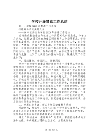 2024年学校开展禁毒工作总结