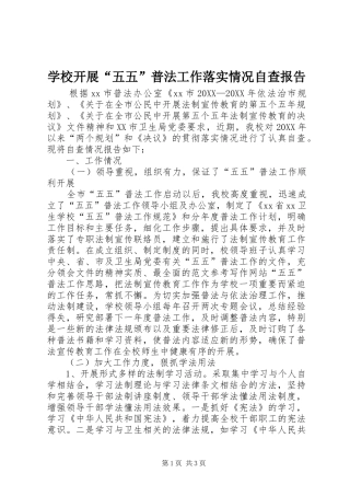 2024年学校开展五五普法工作落实情况自查报告