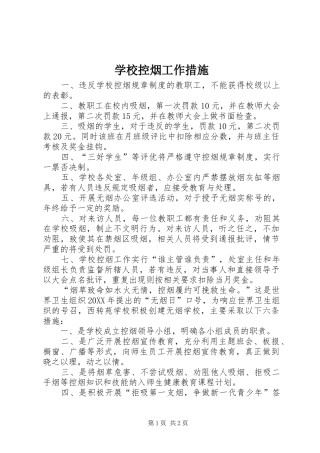2024年学校控烟工作措施