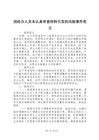 2024年因经办人员未认真审查材料引发的风险事件范文