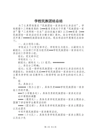 2024年学校民族团结总结