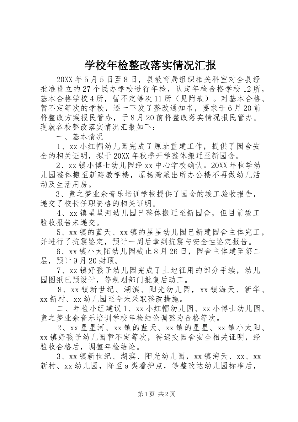 2024年学校年检整改落实情况汇报_第1页