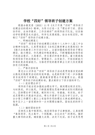 2024年学校四好领导班子创建方案
