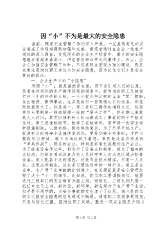 2024年因小不为是最大的安全隐患