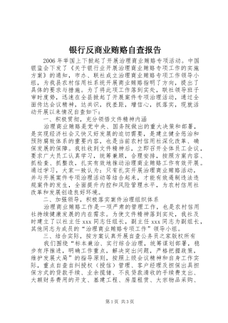 2024年银行反商业贿赂自查报告