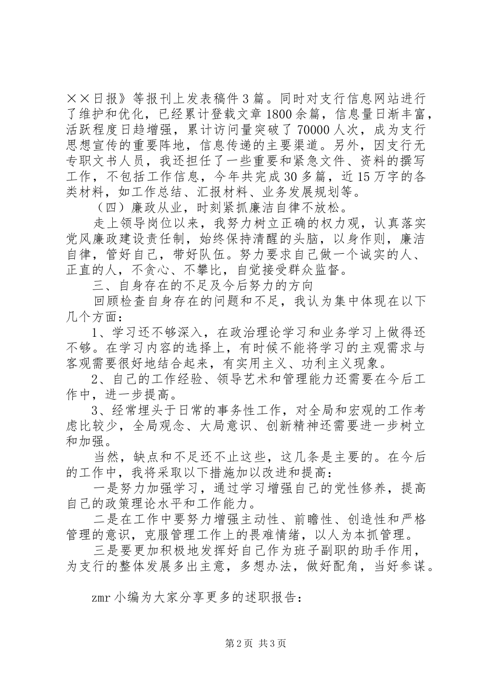 2024年银行副行长述职报告范文_第2页