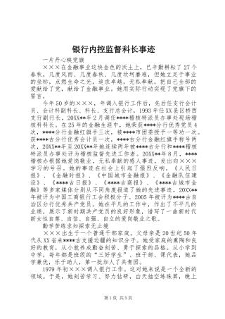2024年银行内控监督科长事迹
