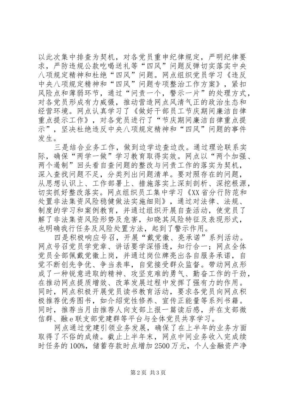 2024年银行网点党支部汇报材料_第2页