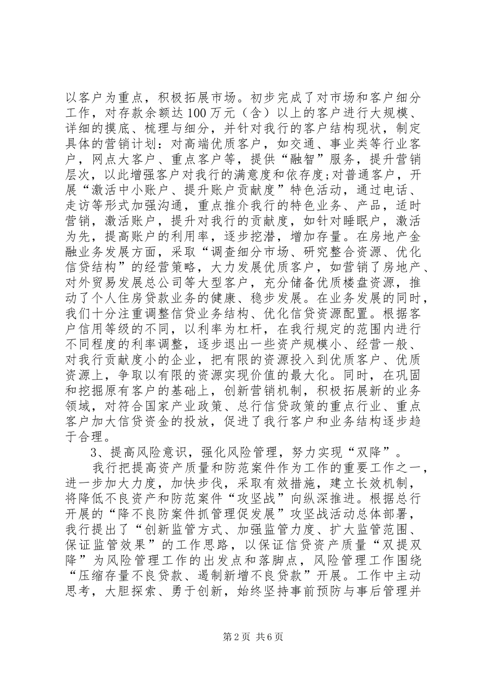2024年银行信贷副行长述职报告_第2页