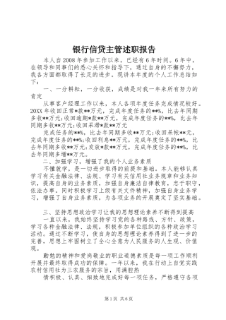2024年银行信贷主管述职报告