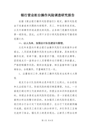 2024年银行营业柜台操作风险调查研究报告