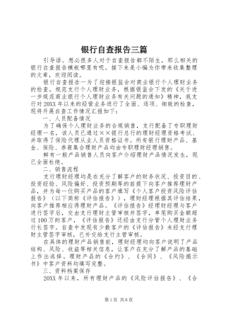 2024年银行自查报告三篇