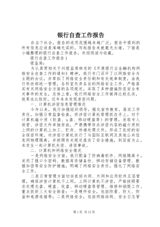 2024年银行自查工作报告