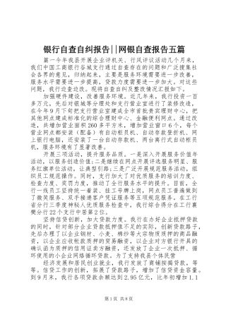 2024年银行自查自纠报告网银自查报告五篇