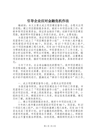 2024年引导企业应对金融危机作法