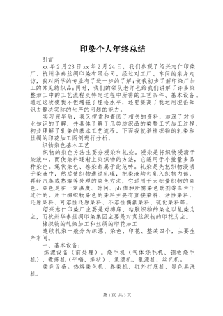 2024年印染个人年终总结