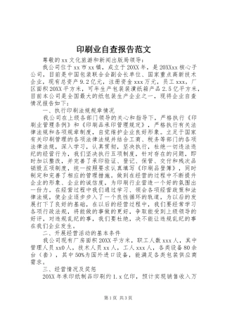 2024年印刷业自查报告范文
