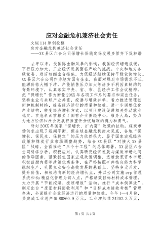 2024年应对金融危机兼济社会责任