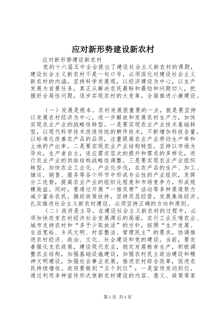 2024年应对新形势建设新农村_第1页