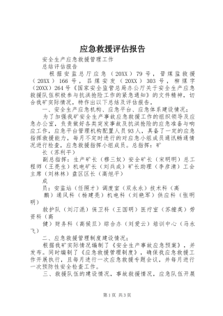 2024年应急救援评估报告