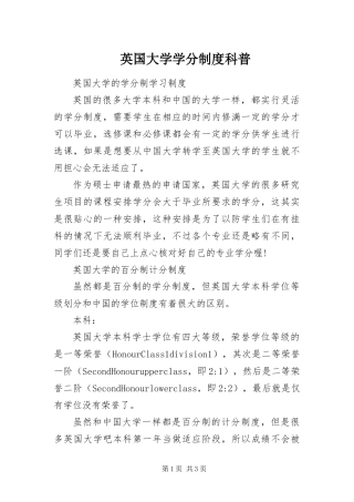 2024年英国大学学分制度科普