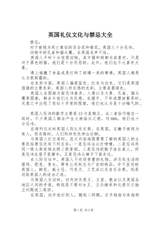 2024年英国礼仪文化与禁忌大全