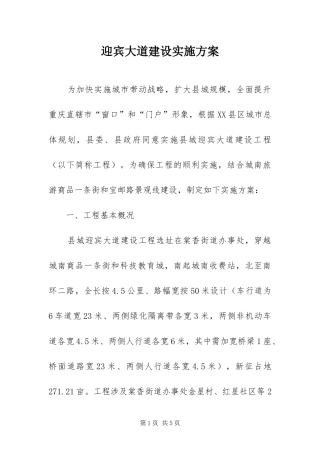 2024年迎宾大道建设实施方案