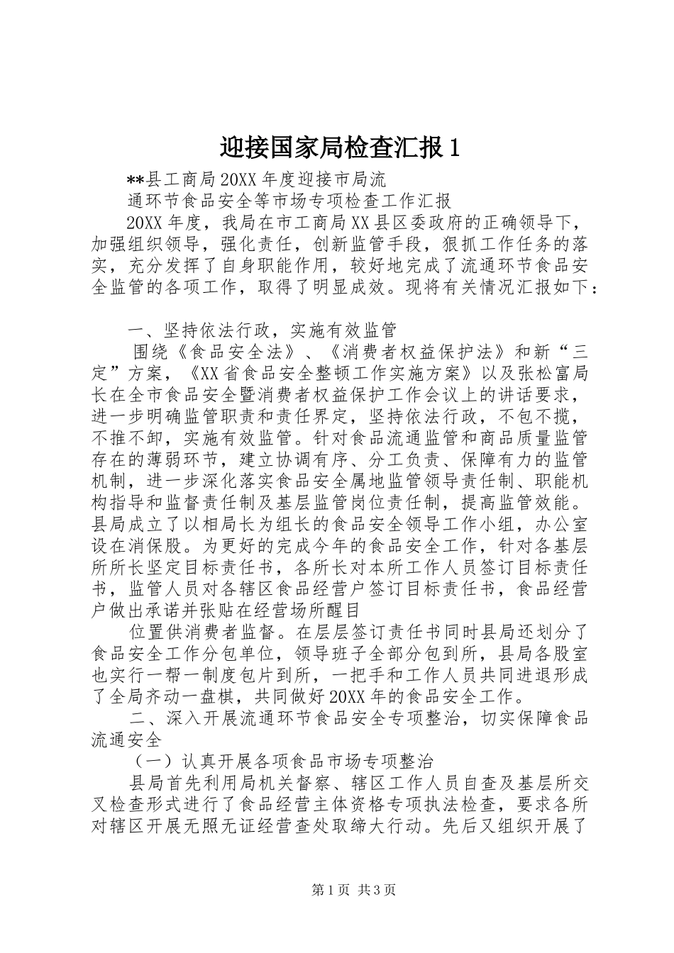 2024年迎接国家局检查汇报_第1页