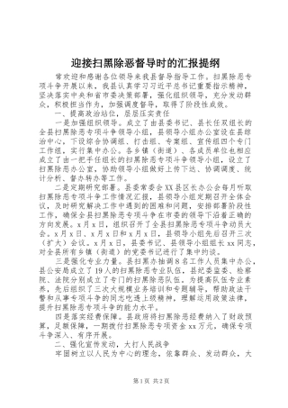 2024年迎接扫黑除恶督导时的汇报提纲