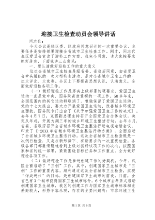 2024年迎接卫生检查动员会领导致辞