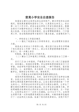 2024年营莫小学安全自查报告