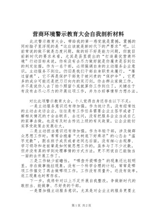 2024年营商环境警示教育大会自我剖析材料