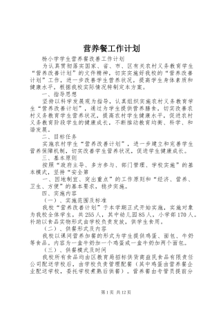 2024年营养餐工作计划